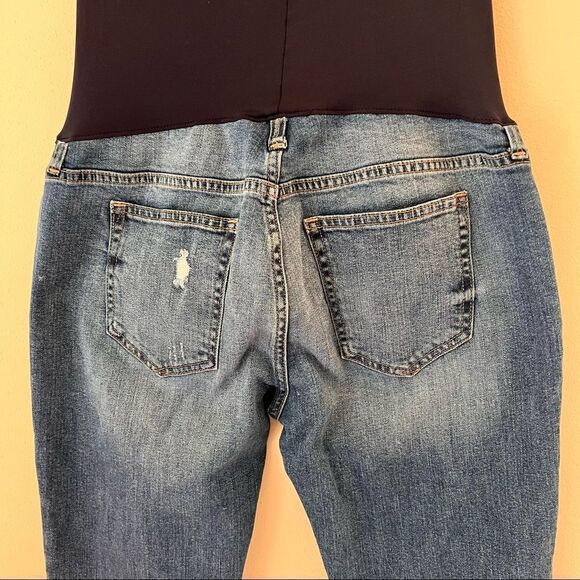 Gap Maternity Medium Wash Slightly Distressed Full Belly Panel Jeans - Picture 4 of 6